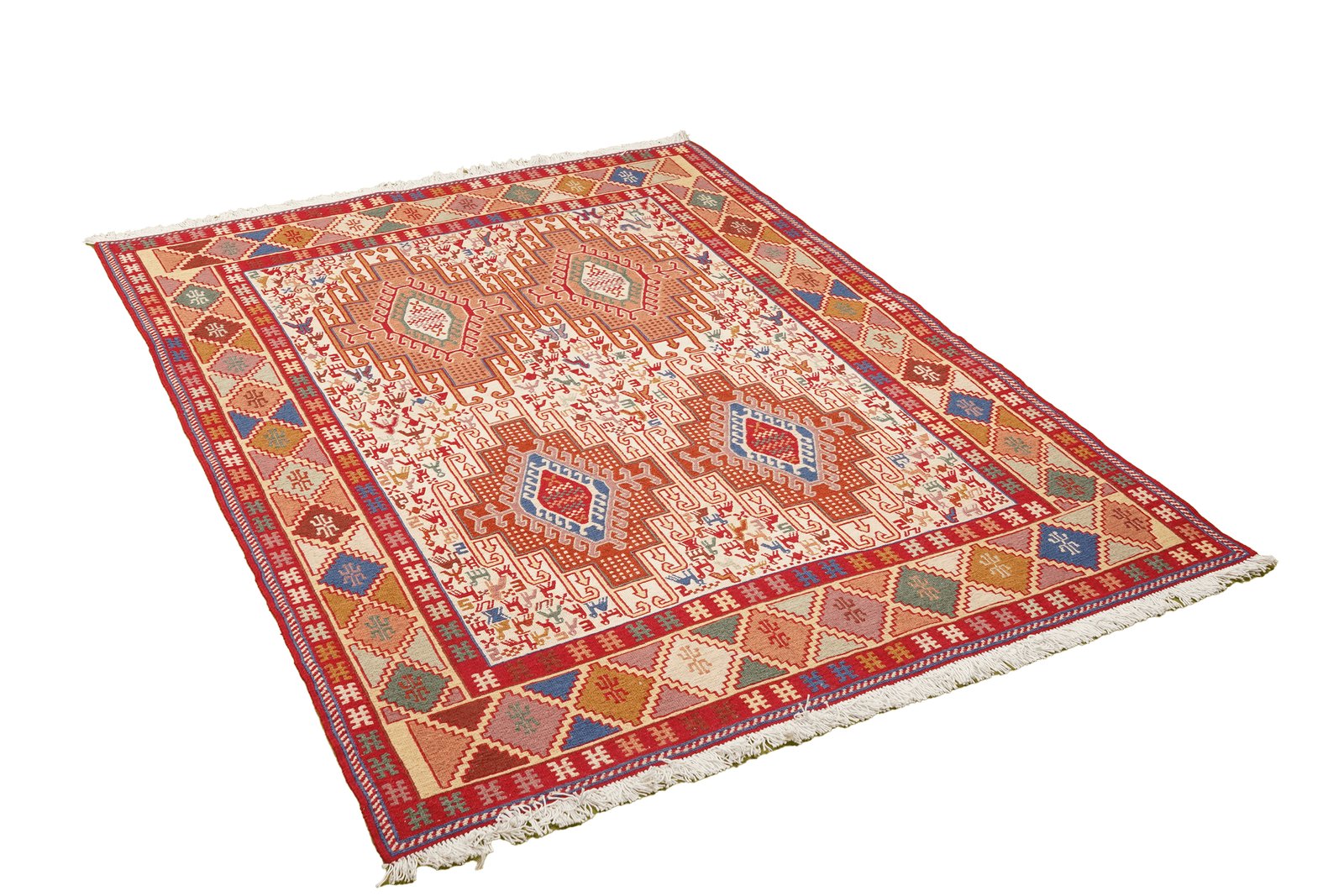 Sumak Shahsavan — Handmade, 110x143 cm, Beige, 100% Virgin Wool | View 4