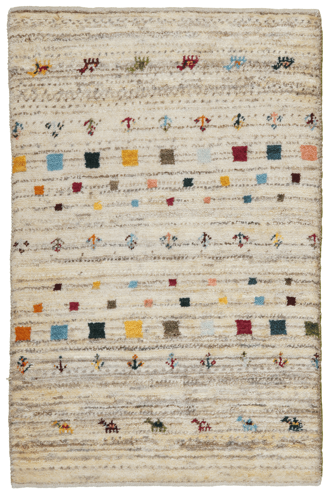 Gabbeh Sonnat — Hand-knotted, 60x92 cm, Beige, 100% Virgin Wool | Main view