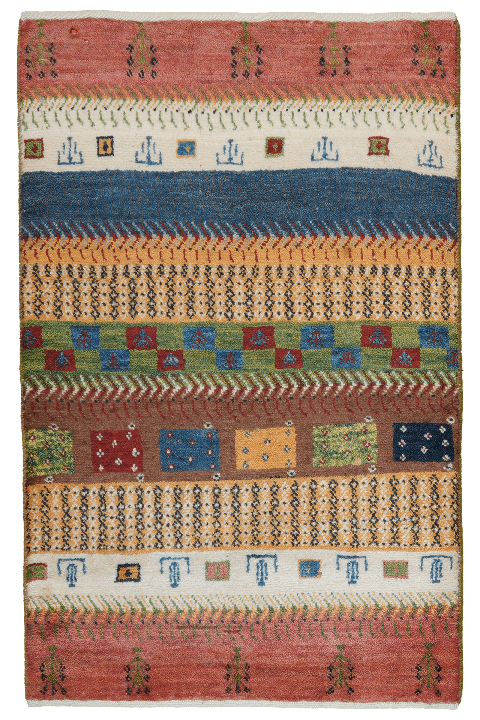 Gabbeh Sonnat — Handgefertigt, 97x61 cm, Bunt, 100% Virgin Wool | Main view