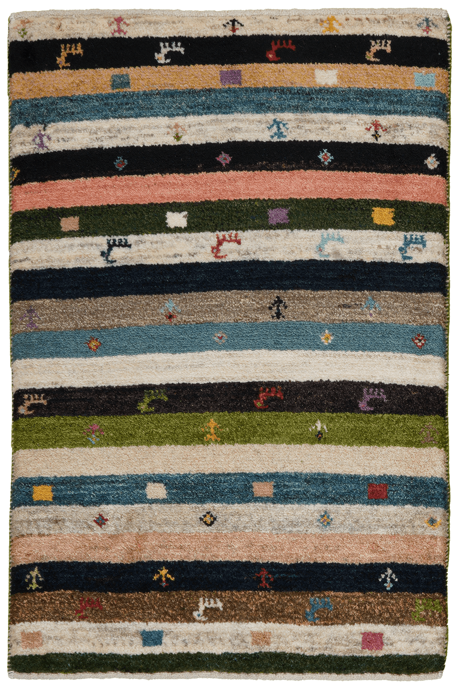 Gabbeh Sonnat — Hand-knotted, 61x93 cm, Multicolor, 100% Virgin Wool | Main view