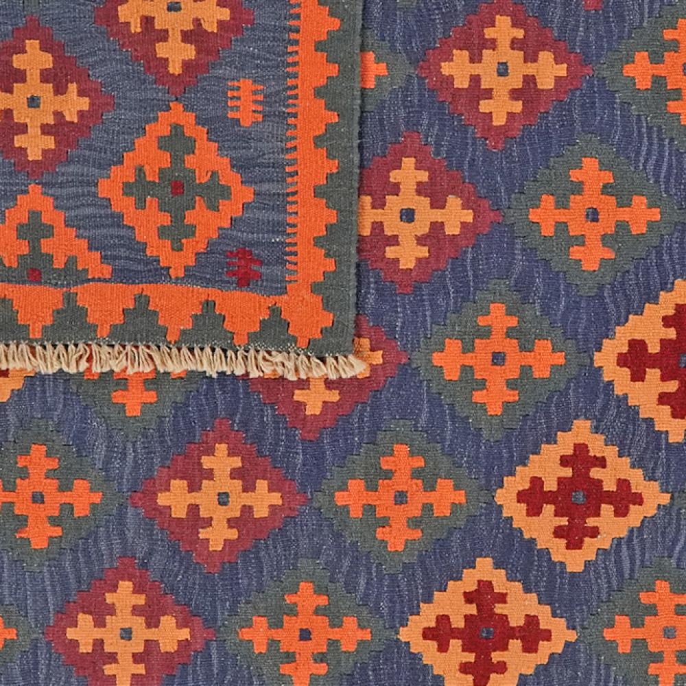Kelim Gashgai — Handmade, 156x207 cm, Blue, 100% Virgin Wool | View 6