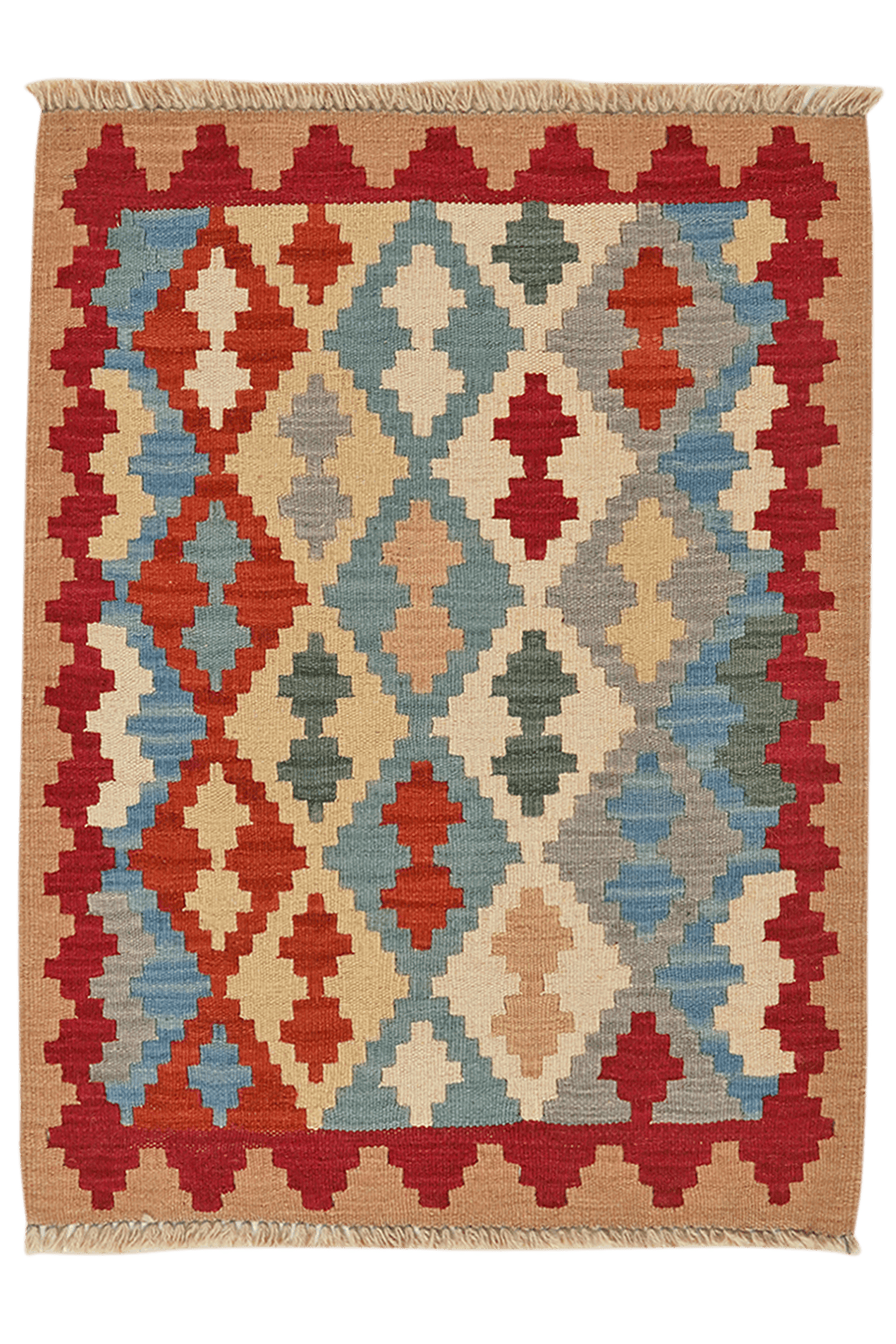 Kelim Gashgai — Handmade, 71x92 cm, Red, 100% Virgin Wool | Main view