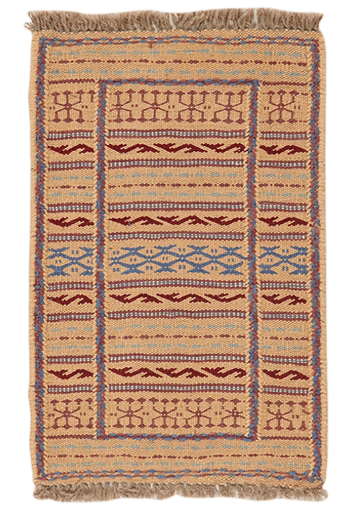 Kelim Kordi — Handmade, 42x63 cm, Beige, 100% Virgin Wool | Main view