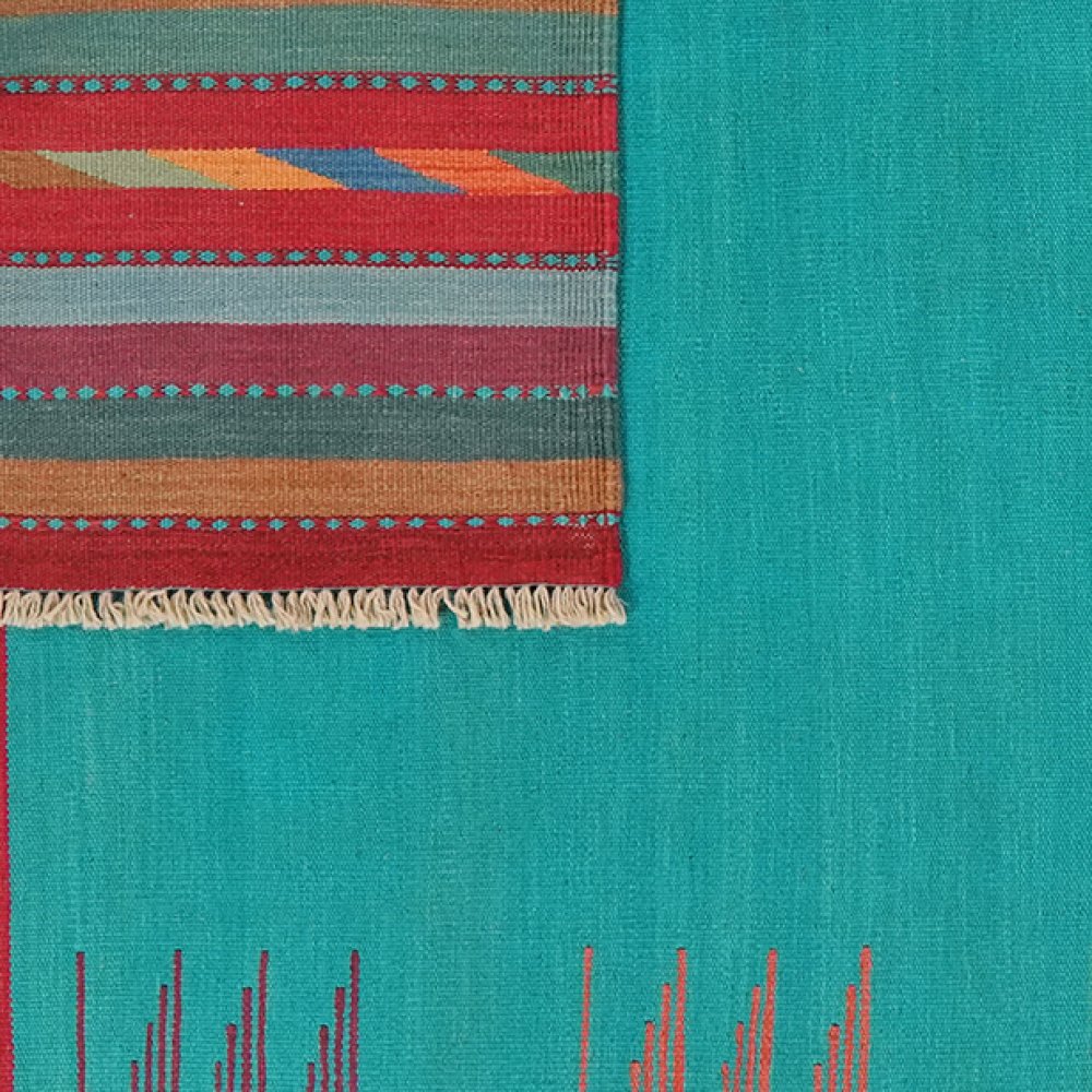Kelim Gashgai — Handmade, 167x247 cm, Tuerkis, 100% Virgin Wool | View 6