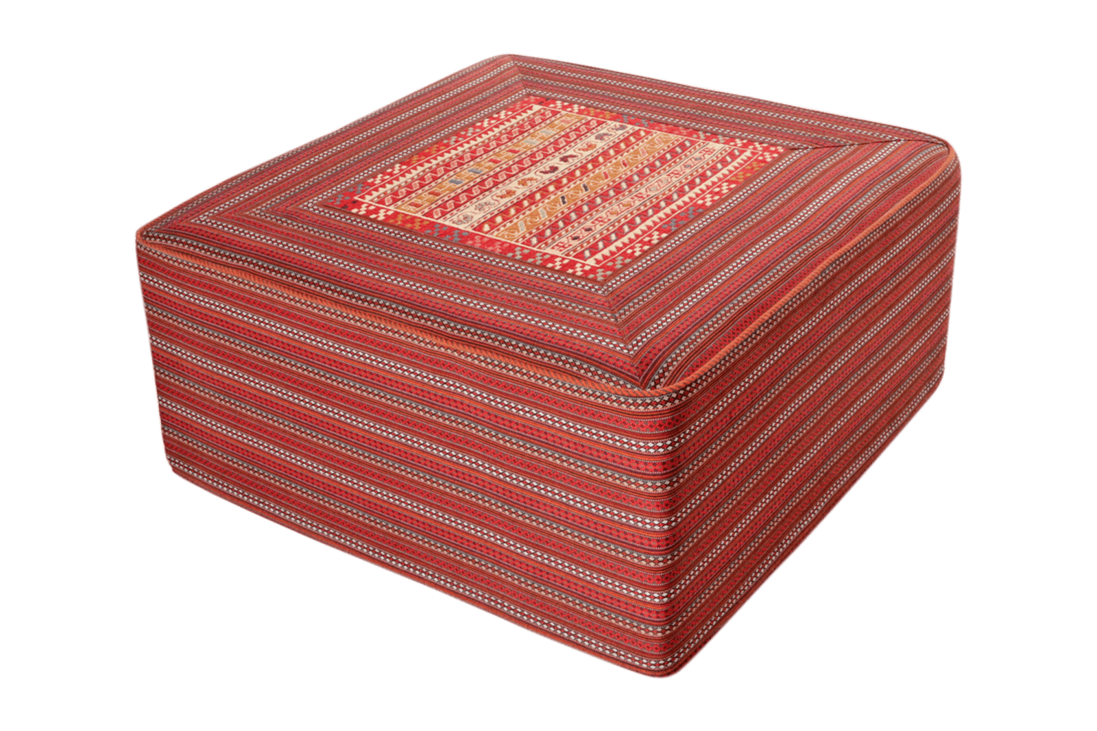 Kelim Pouf — Handmade, 90x90 cm, Multicolor, 100% Virgin Wool | Main view