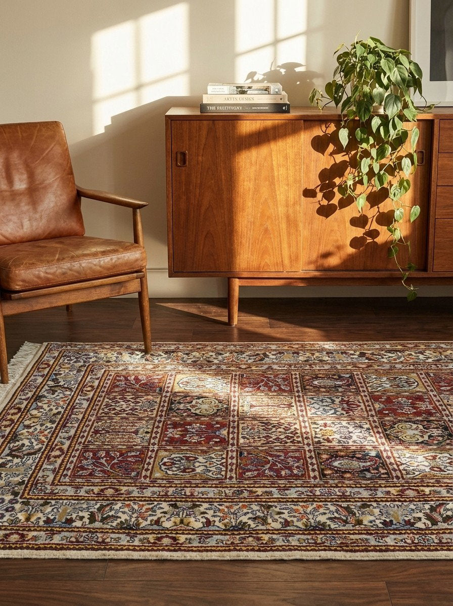 Moud Felder — Handgefertigt, 146x96 cm, Beige, 100% Virgin Wool | Back view