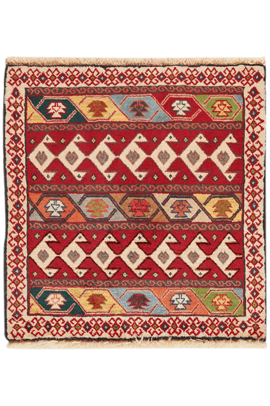 Gashgai — Hand-knotted, 63x65 cm, Multicolor, 100% Virgin Wool | Main view