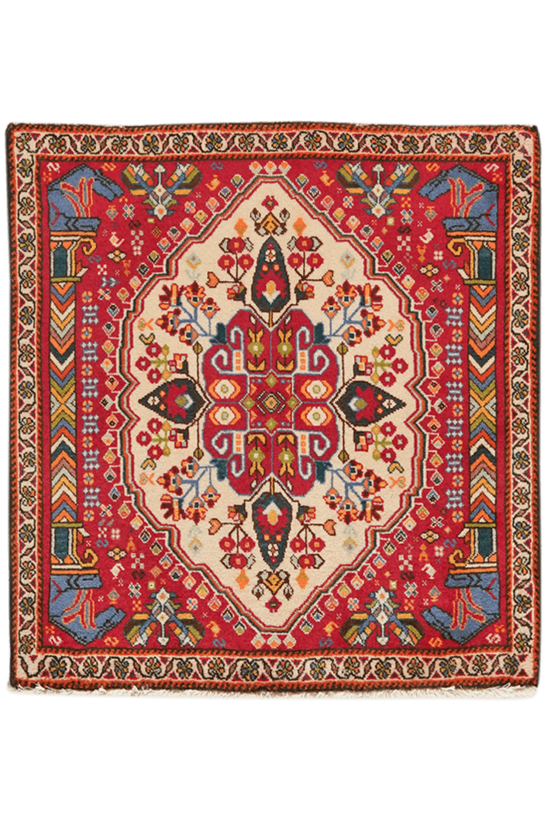 Gashgai — Hand-knotted, 66x69 cm, Red, 100% Virgin Wool | Main view