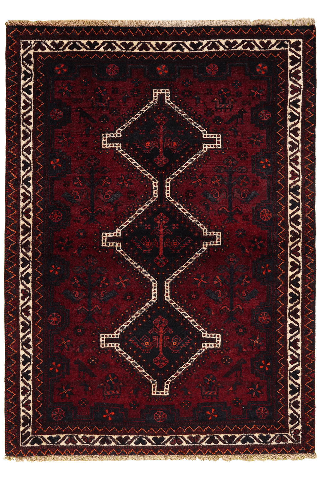 Gashgai — Hand-knotted, 113x155 cm, Red, 100% Virgin Wool | Main view