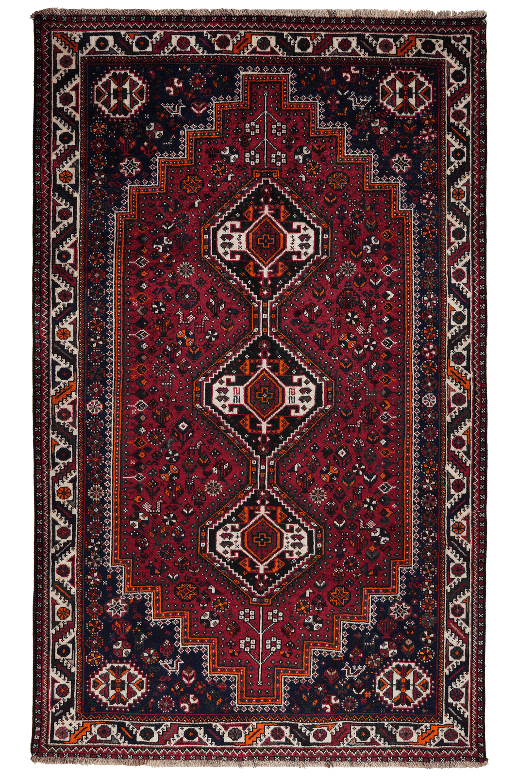 Shiraz — Hand-knotted, 155x256 cm, Red, 100% Virgin Wool | Main view