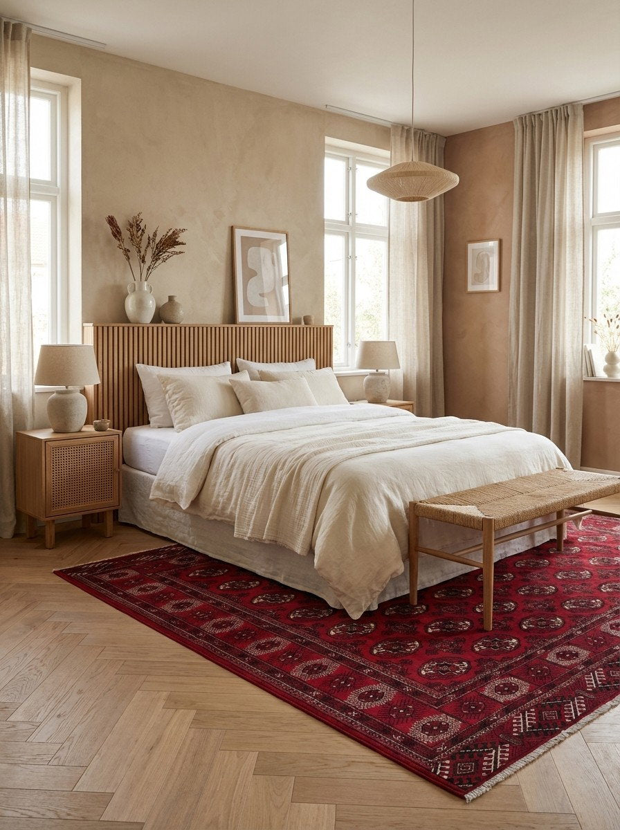 Turkman — Handgefertigt, 286x199 cm, Rot, 100% Virgin Wool | Detail view