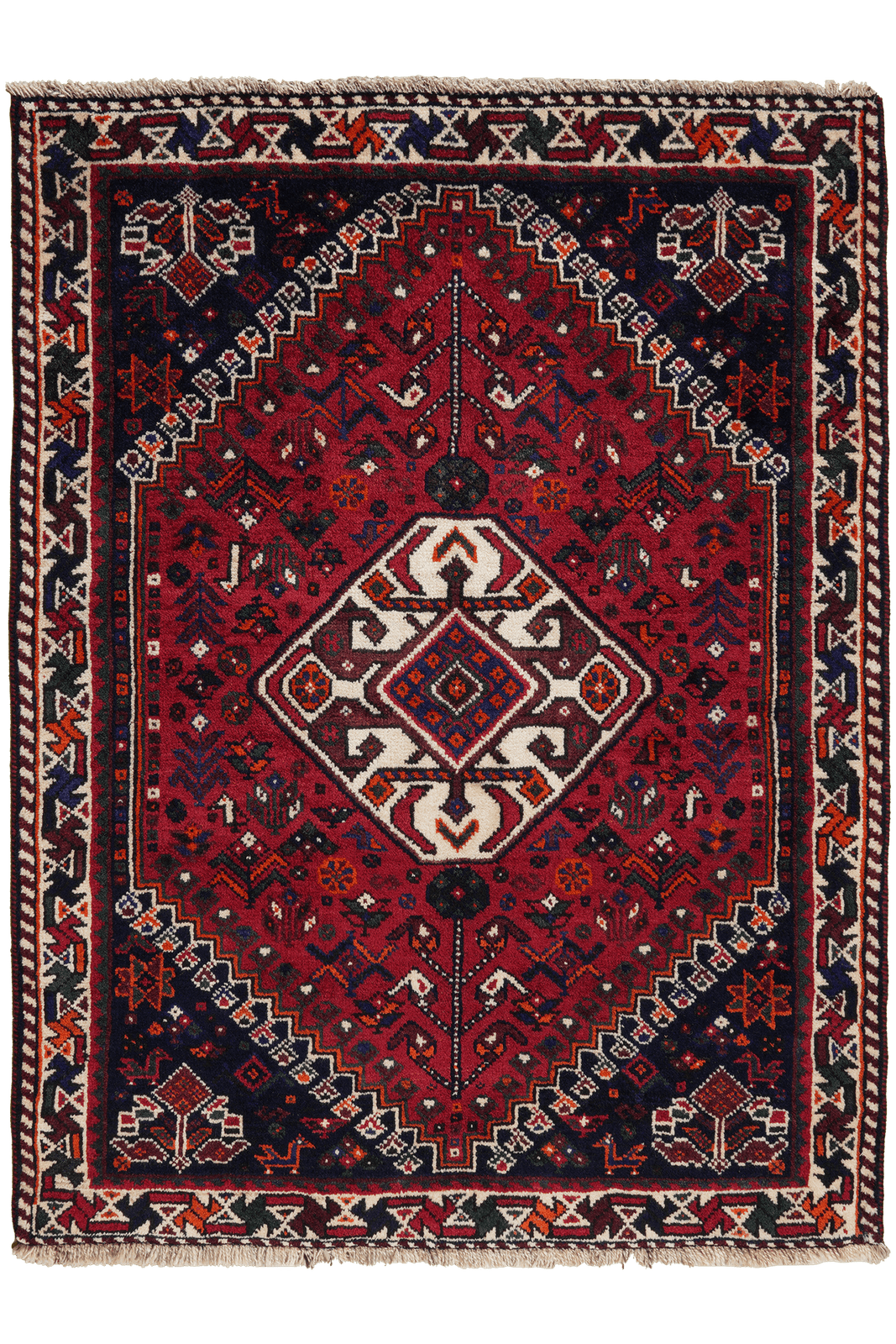 Gashgai — Hand-knotted, 123x162 cm, Red, 100% Virgin Wool | Main view