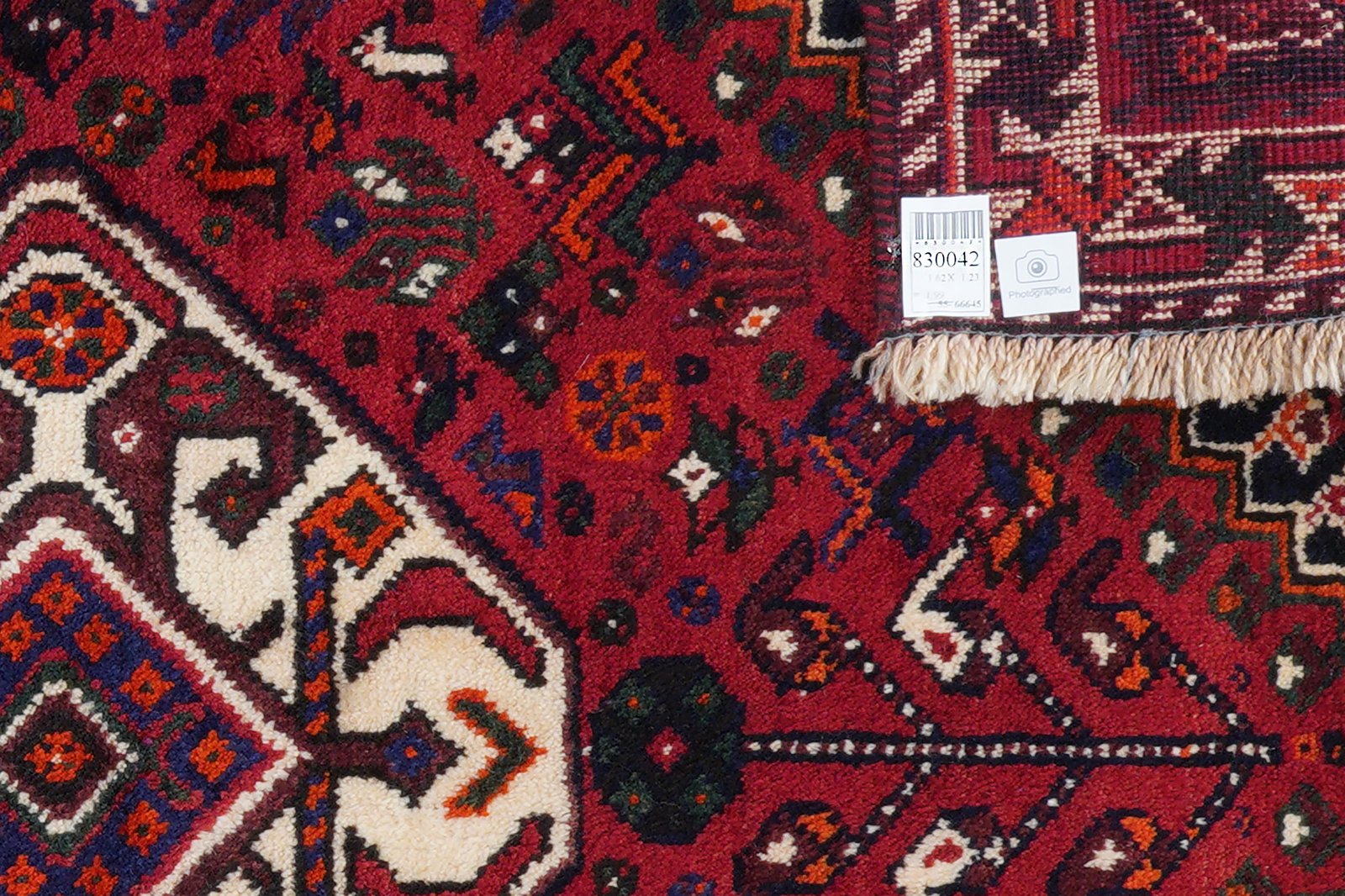 Gashgai — Hand-knotted, 123x162 cm, Red, 100% Virgin Wool | View 6