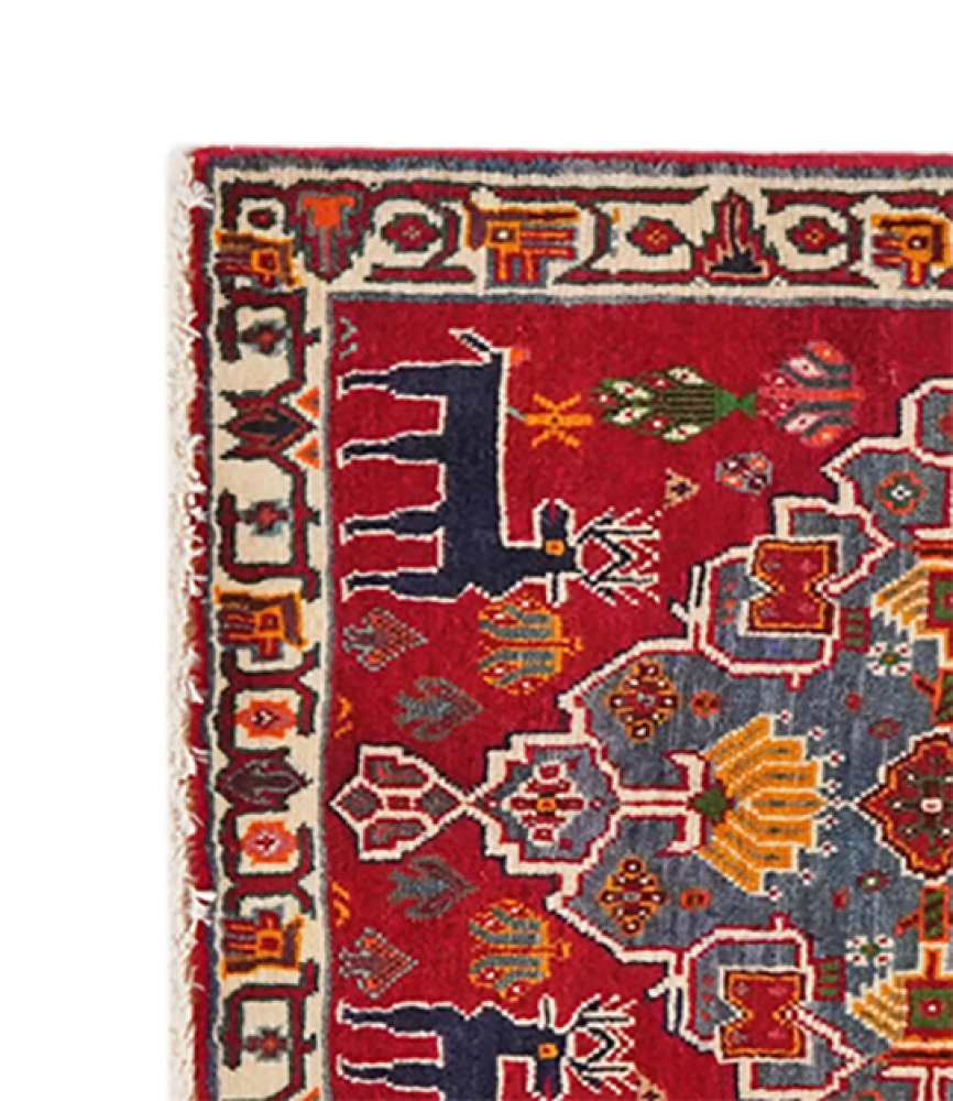 Gashgai — Hand-knotted, 55x66 cm, Red, 100% Virgin Wool | View 3