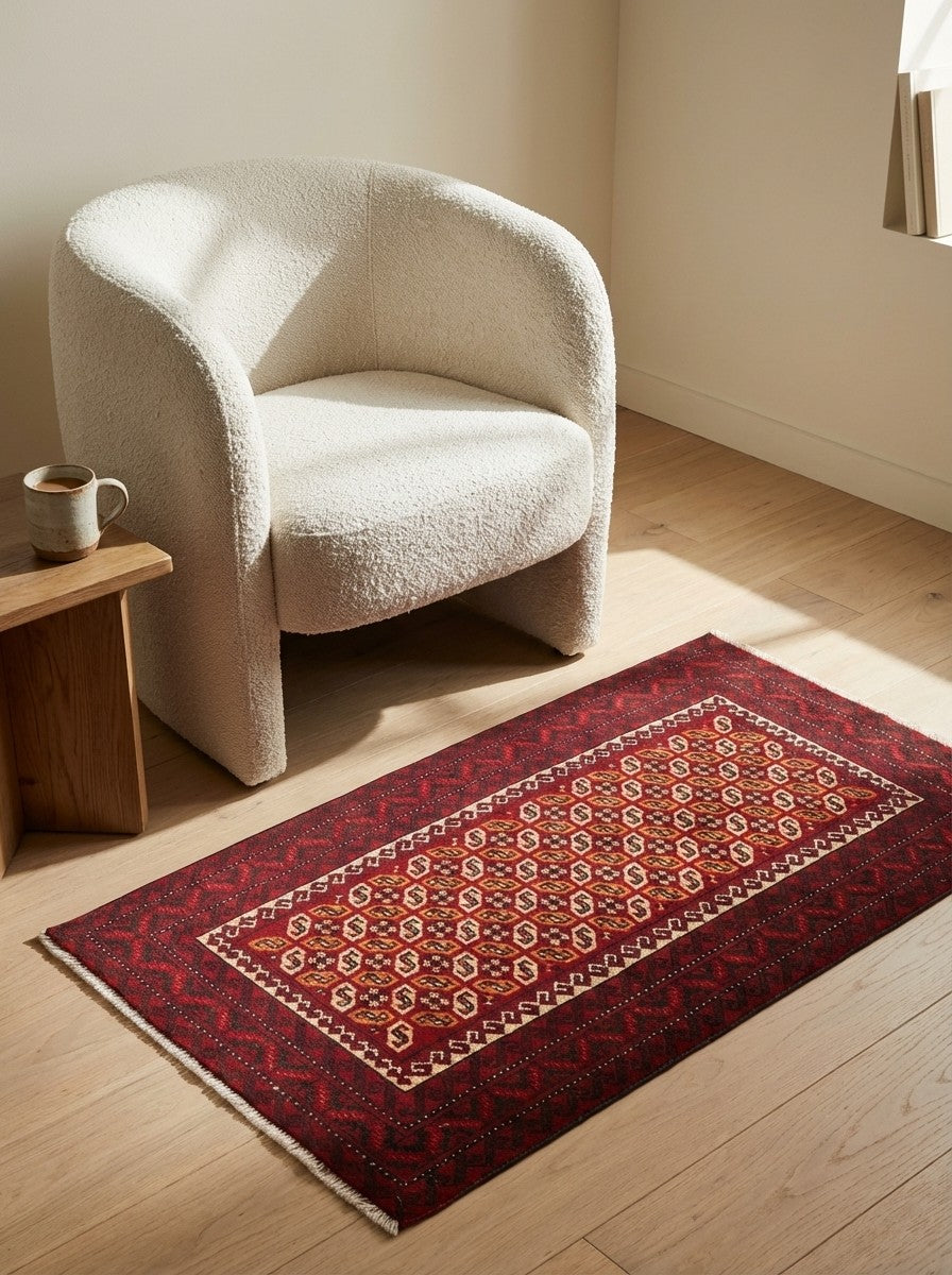 Belutch — Hand-knotted, 58x107 cm, Multicolor, 100% Virgin Wool | Detail view