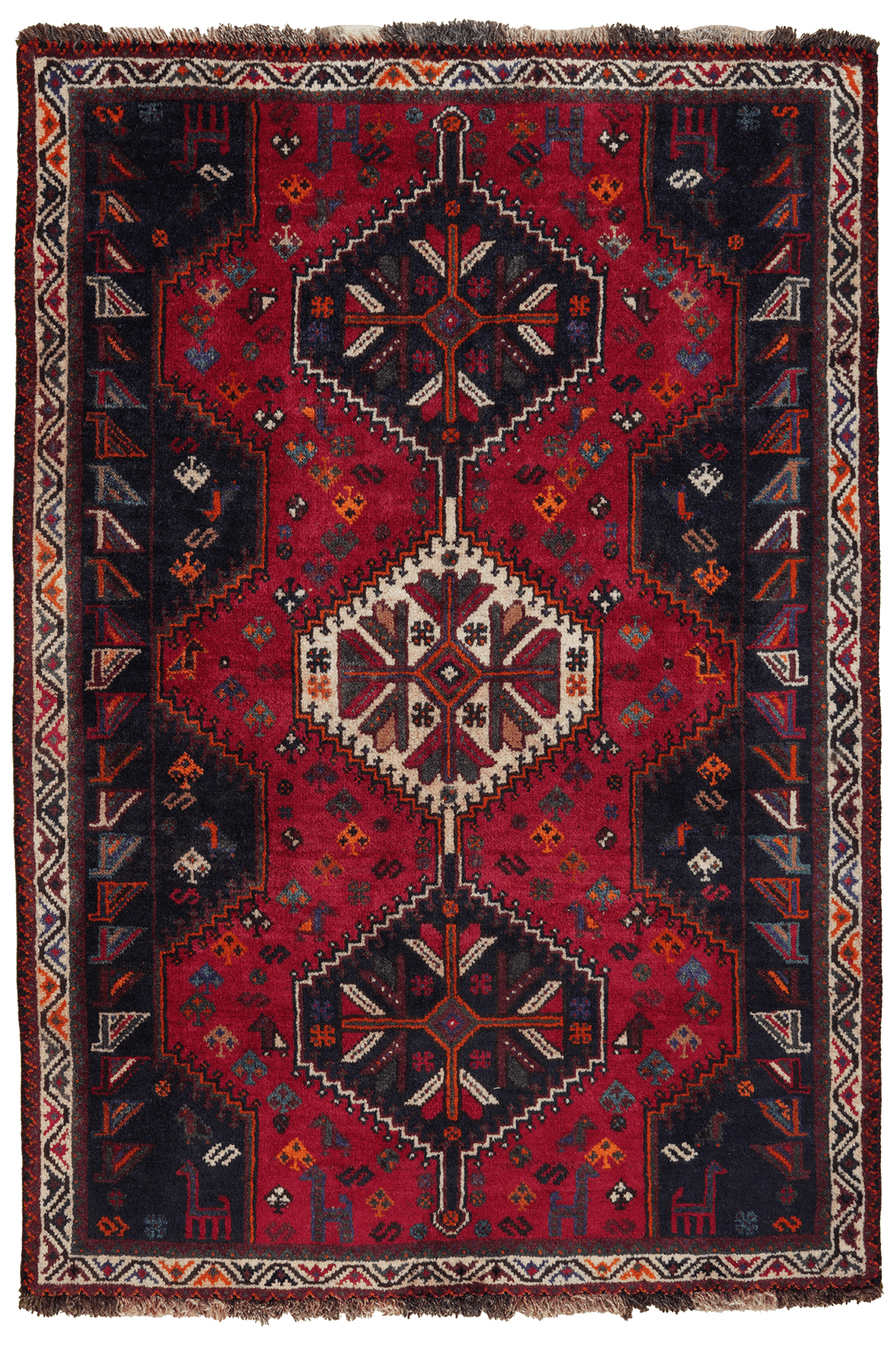 Gashgai — Hand-knotted, 114x164 cm, Red, 100% Virgin Wool | Main view