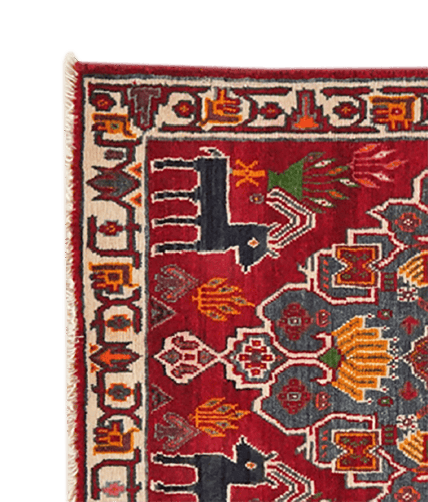Gashgai — Hand-knotted, 54x66 cm, Red, 100% Virgin Wool | View 3