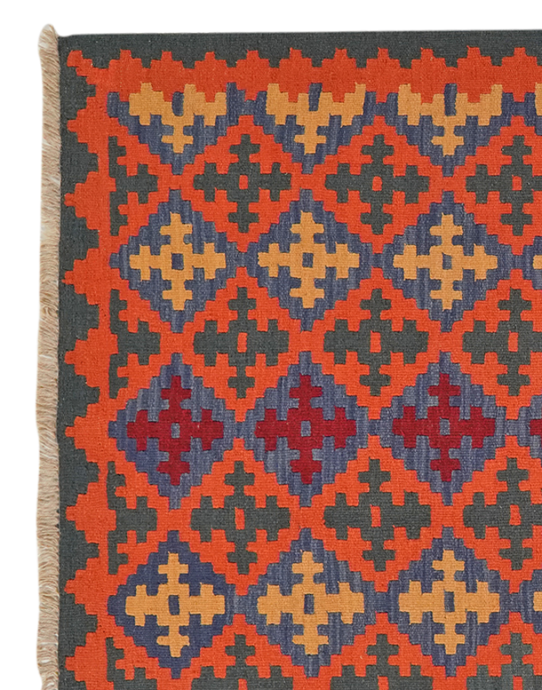 Kelim Gashgai — Handgefertigt, 182x129 cm, Orange, 100% Virgin Wool | View 4