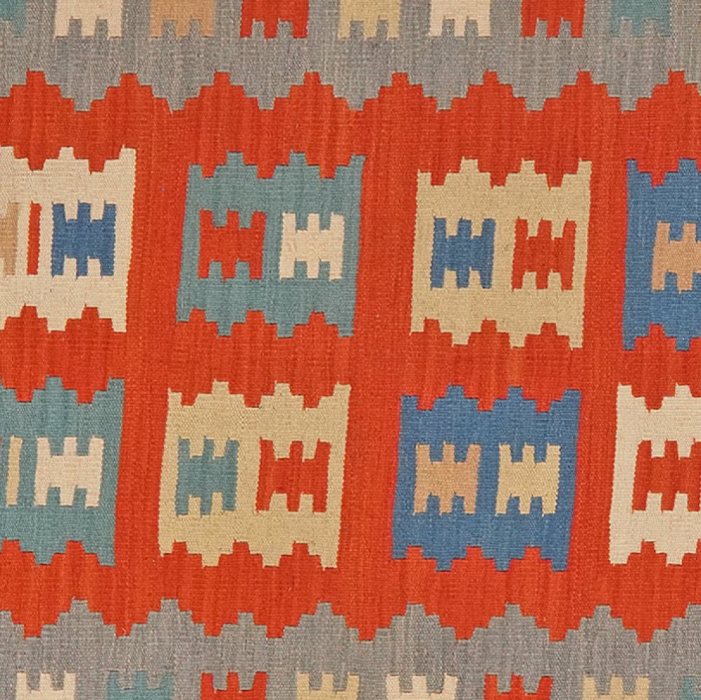Kelim Gashgai — Handmade, 105x150 cm, Red, 100% Virgin Wool | View 4