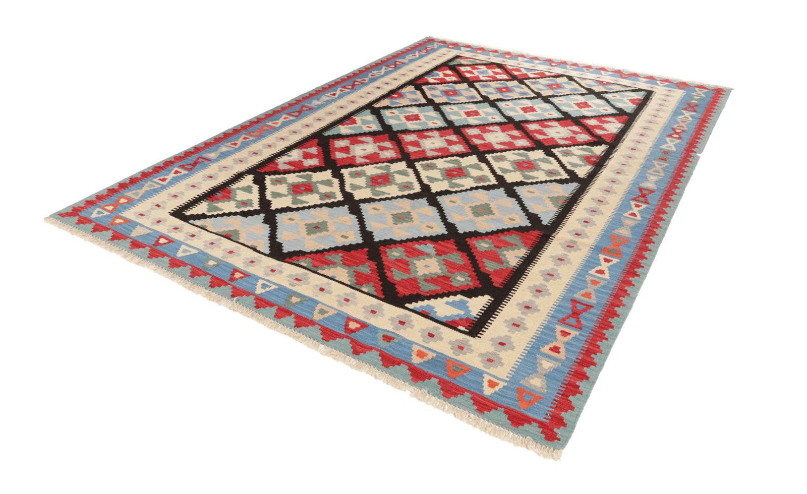 Kelim Gashgai — Handmade, 209x296 cm, Black, 100% Virgin Wool | View 6