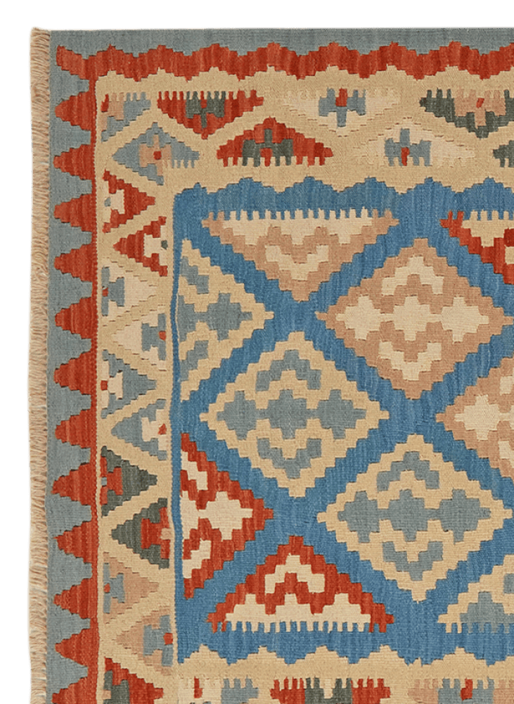 Kelim Gashgai — Handmade, 121x185 cm, Blue, 100% Virgin Wool | View 3