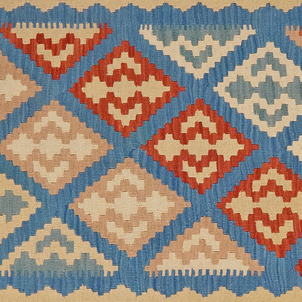 Kelim Gashgai — Handmade, 121x185 cm, Blue, 100% Virgin Wool | View 4