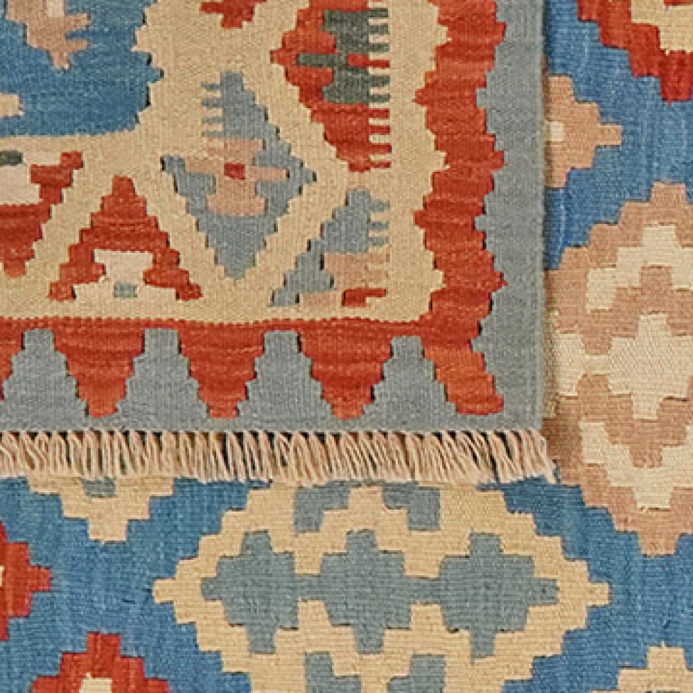 Kelim Gashgai — Handmade, 121x185 cm, Blue, 100% Virgin Wool | View 6