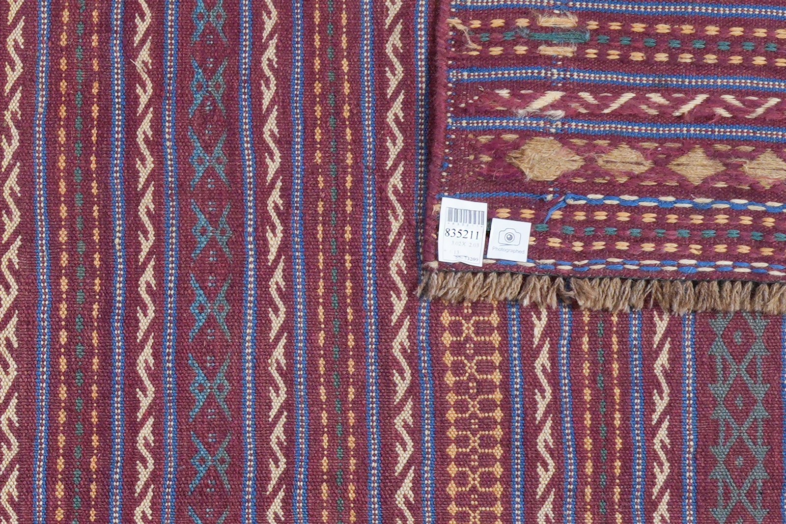 Kelim Kordi — Handmade, 203x302 cm, Violett, 100% Virgin Wool | View 5