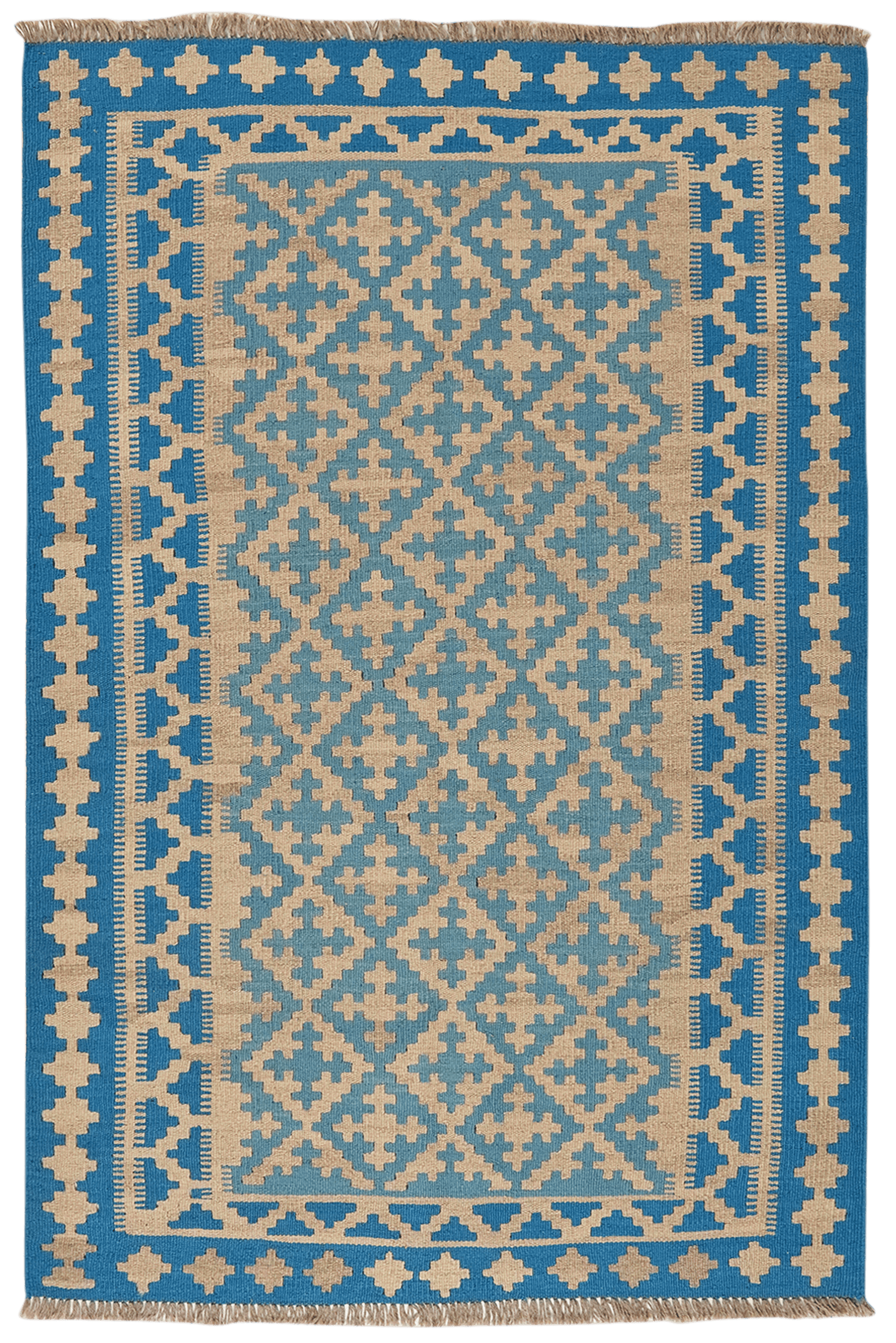 Kelim Gashgai — Handmade, 120x179 cm, Blue, 100% Virgin Wool | Main view