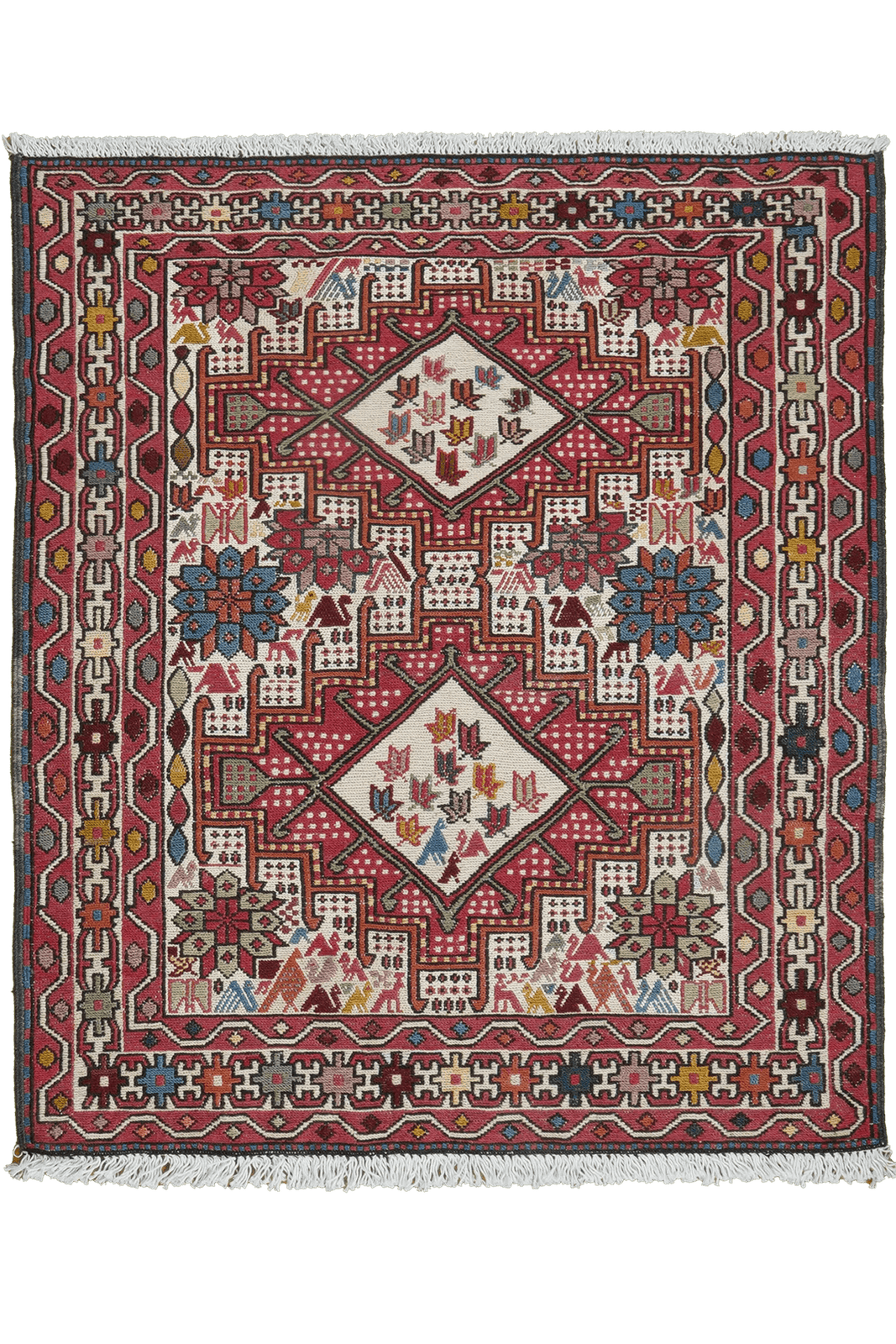 Sumak Shahsavan — Handmade, 81x93 cm, Beige, 100% Virgin Wool | Main view