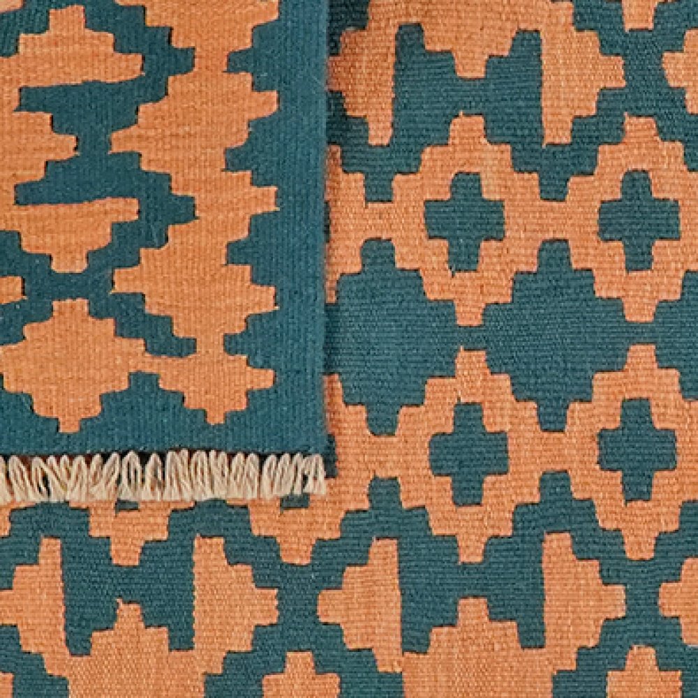 Kelim Gashgai — Handmade, 82x125 cm, Green, 100% Virgin Wool | View 6