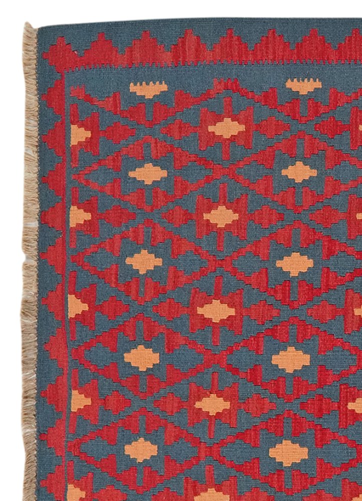 Kelim Gashgai — Handmade, 130x182 cm, Blue, 100% Virgin Wool | View 3