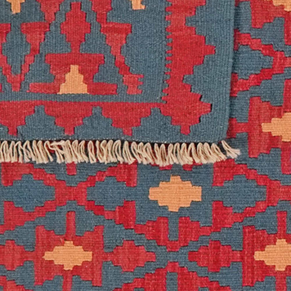 Kelim Gashgai — Handmade, 130x182 cm, Blue, 100% Virgin Wool | View 6