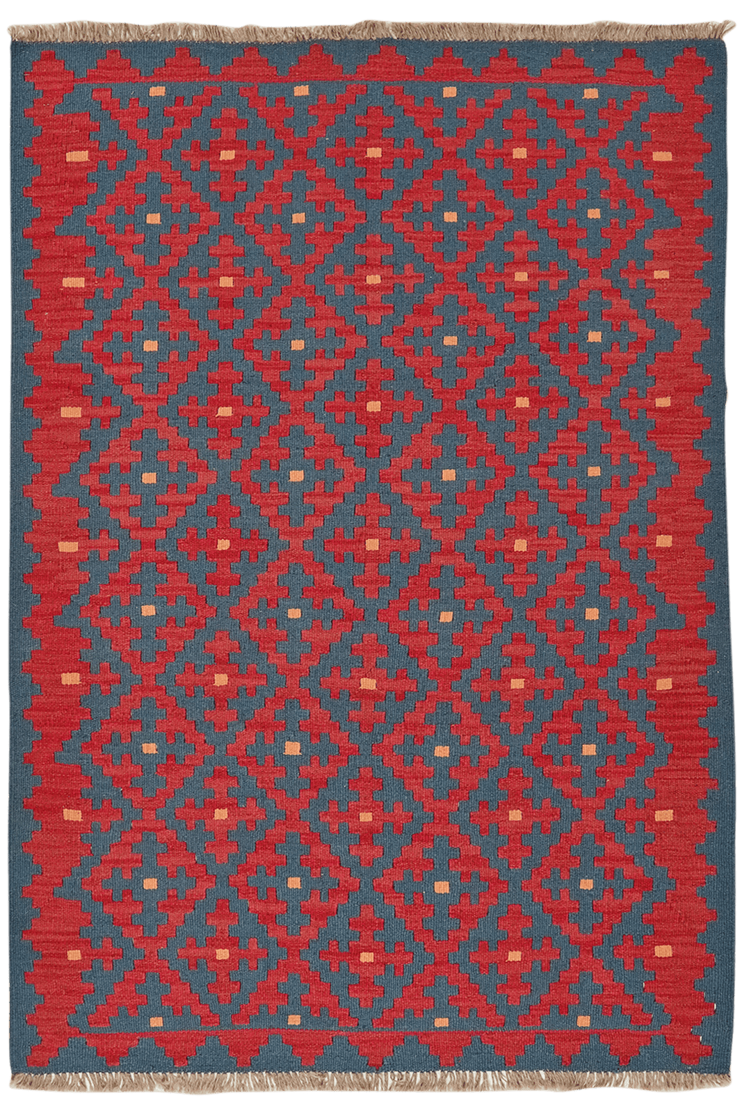 Kelim Gashgai — Handmade, 122x176 cm, Blue, 100% Virgin Wool | Main view