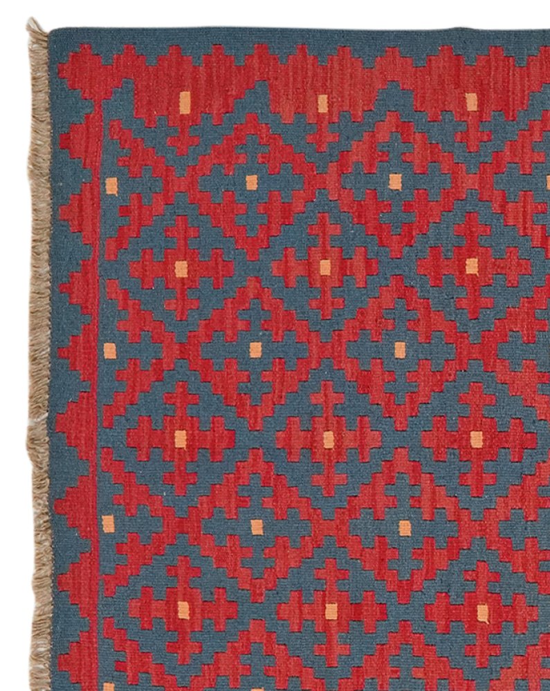 Kelim Gashgai — Handmade, 122x176 cm, Blue, 100% Virgin Wool | View 3