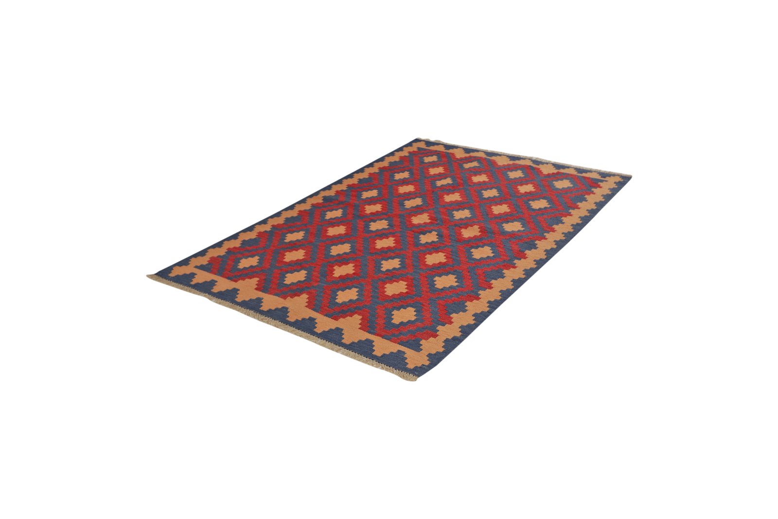 Kelim Gashgai — Handmade, 129x182 cm, Red, 100% Virgin Wool | View 5