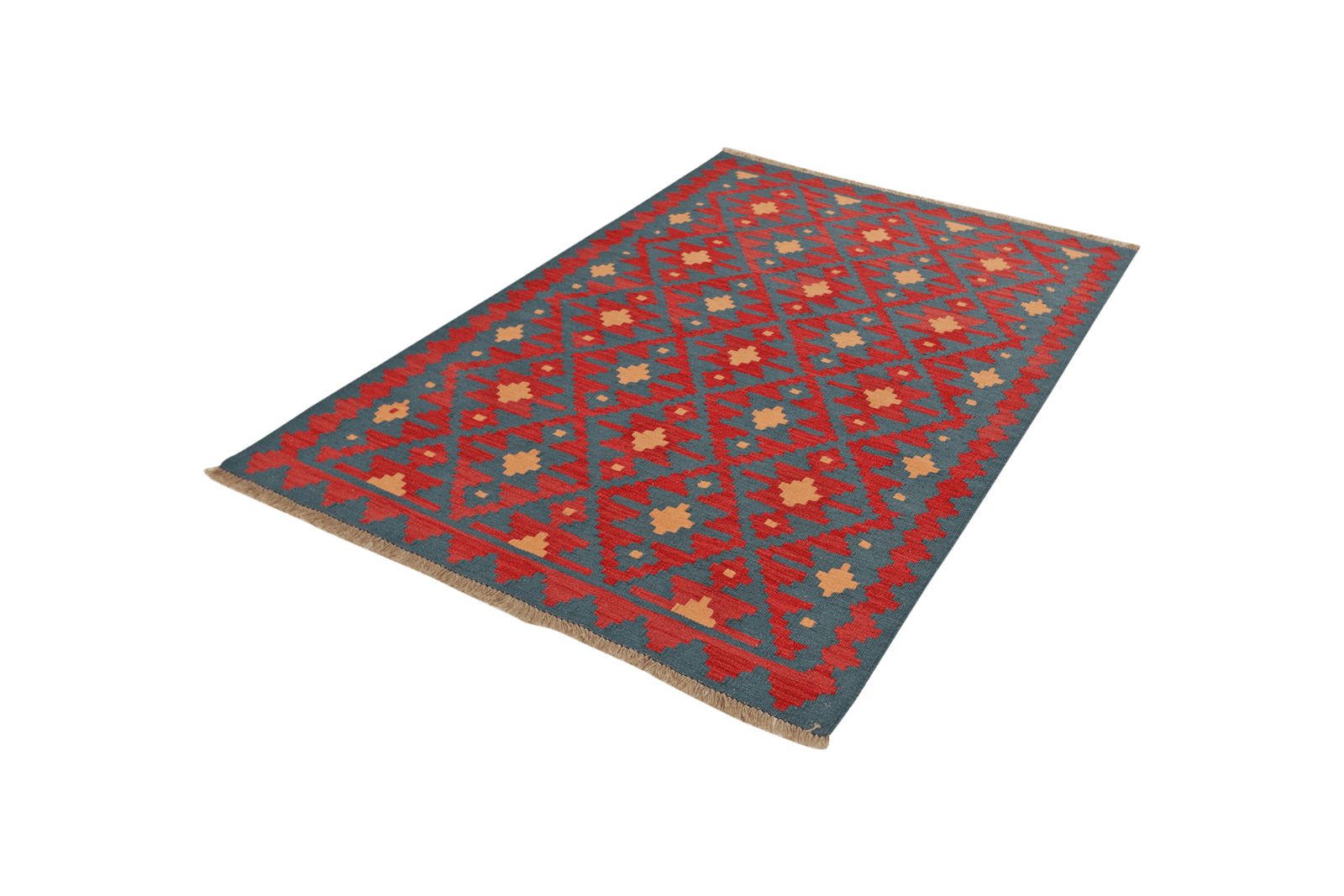 Kelim Gashgai — Handmade, 123x180 cm, Red, 100% Virgin Wool | View 5