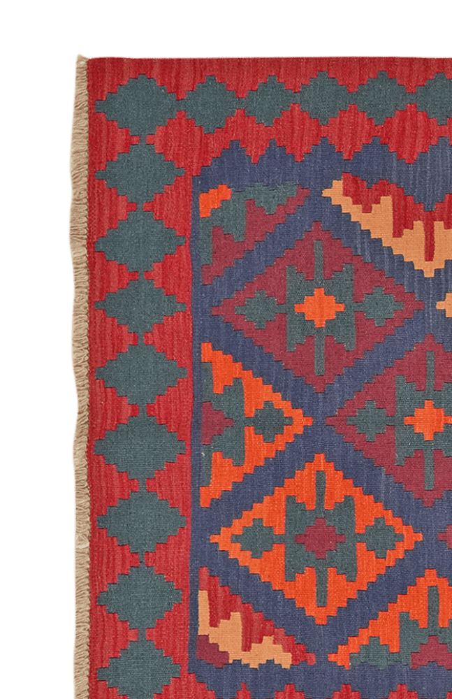 Kelim Gashgai — Handmade, 122x184 cm, Blue, 100% Virgin Wool | View 3