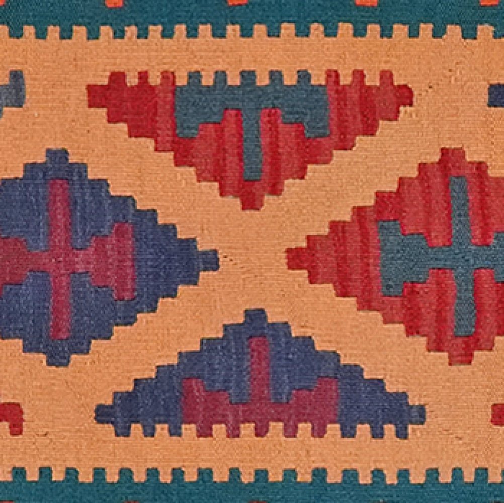 Kelim Gashgai — Handmade, 57x196 cm, Beige, 100% Virgin Wool | View 4