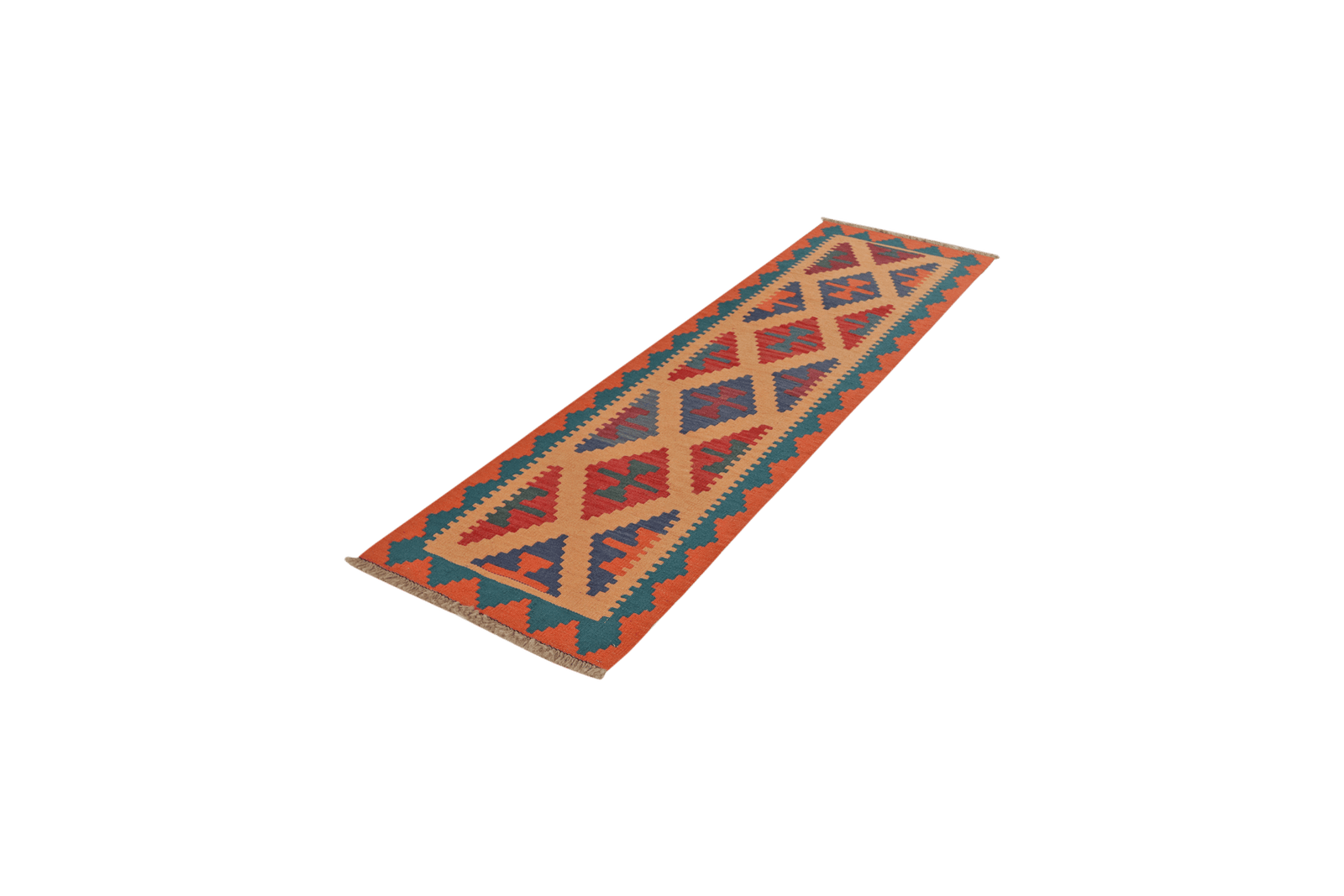 Kelim Gashgai — Handmade, 57x196 cm, Beige, 100% Virgin Wool | View 5