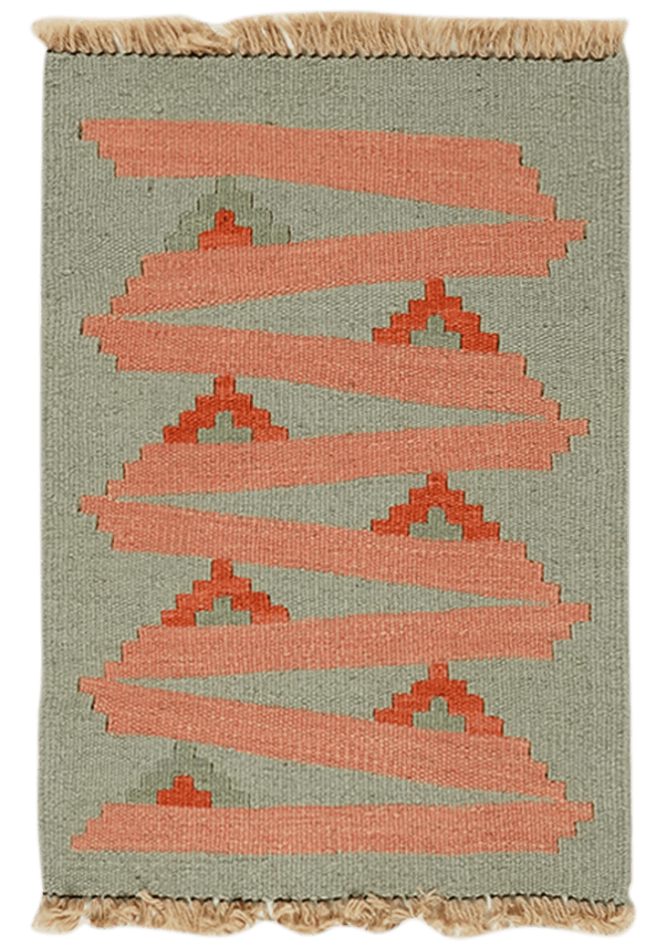 Kelim Gashgai — Handmade, 41x58 cm, Pink, 100% Virgin Wool | Main view