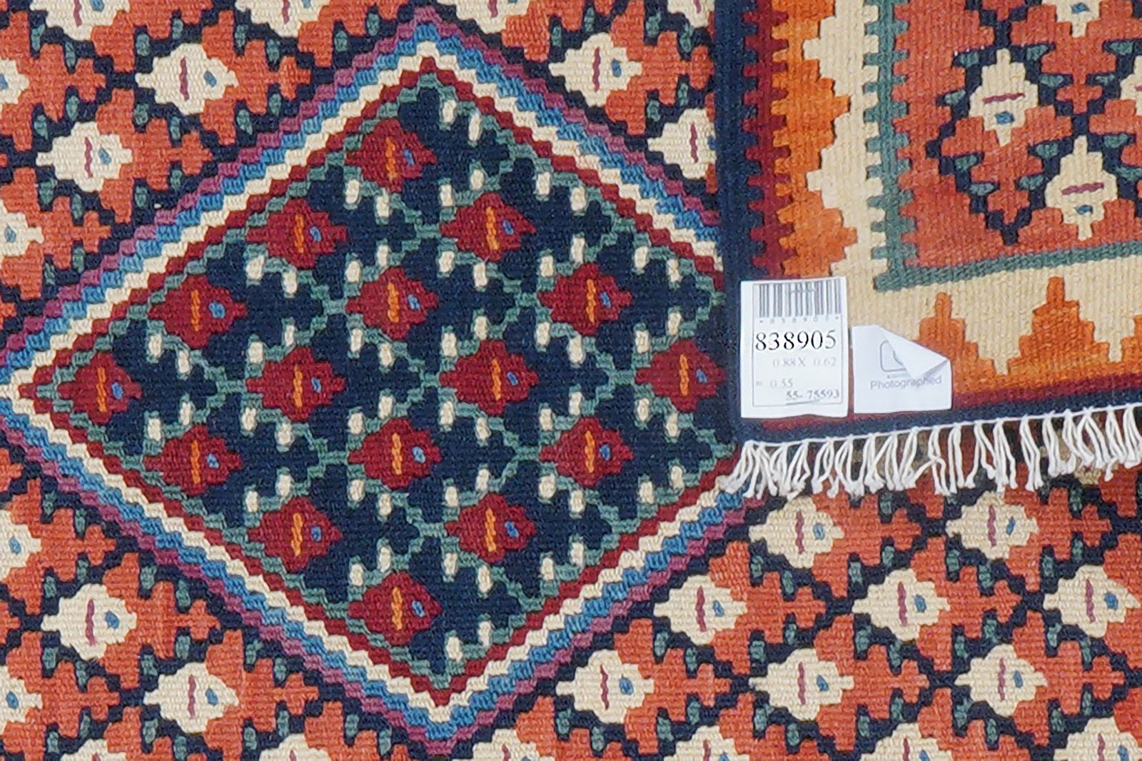 Kelim Senneh — Handmade, 62x88 cm, Red, 100% Virgin Wool | View 5