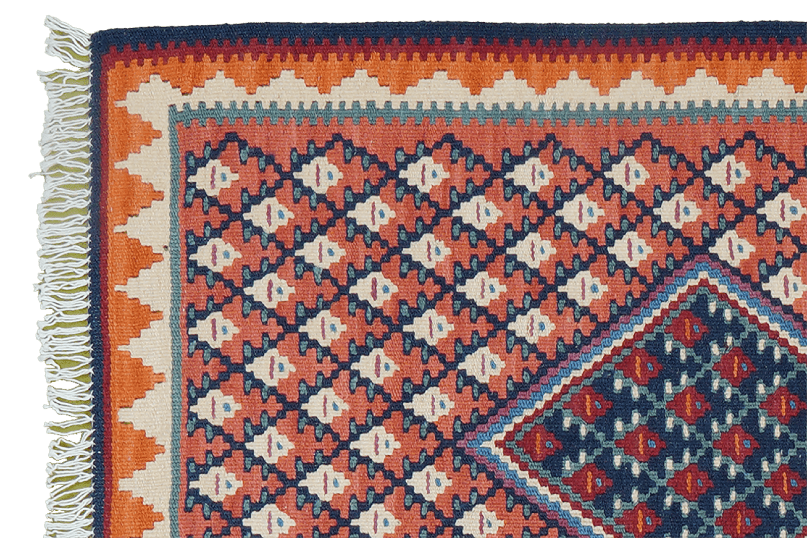 Kelim Senneh — Handmade, 62x86 cm, Red, 100% Virgin Wool | View 3