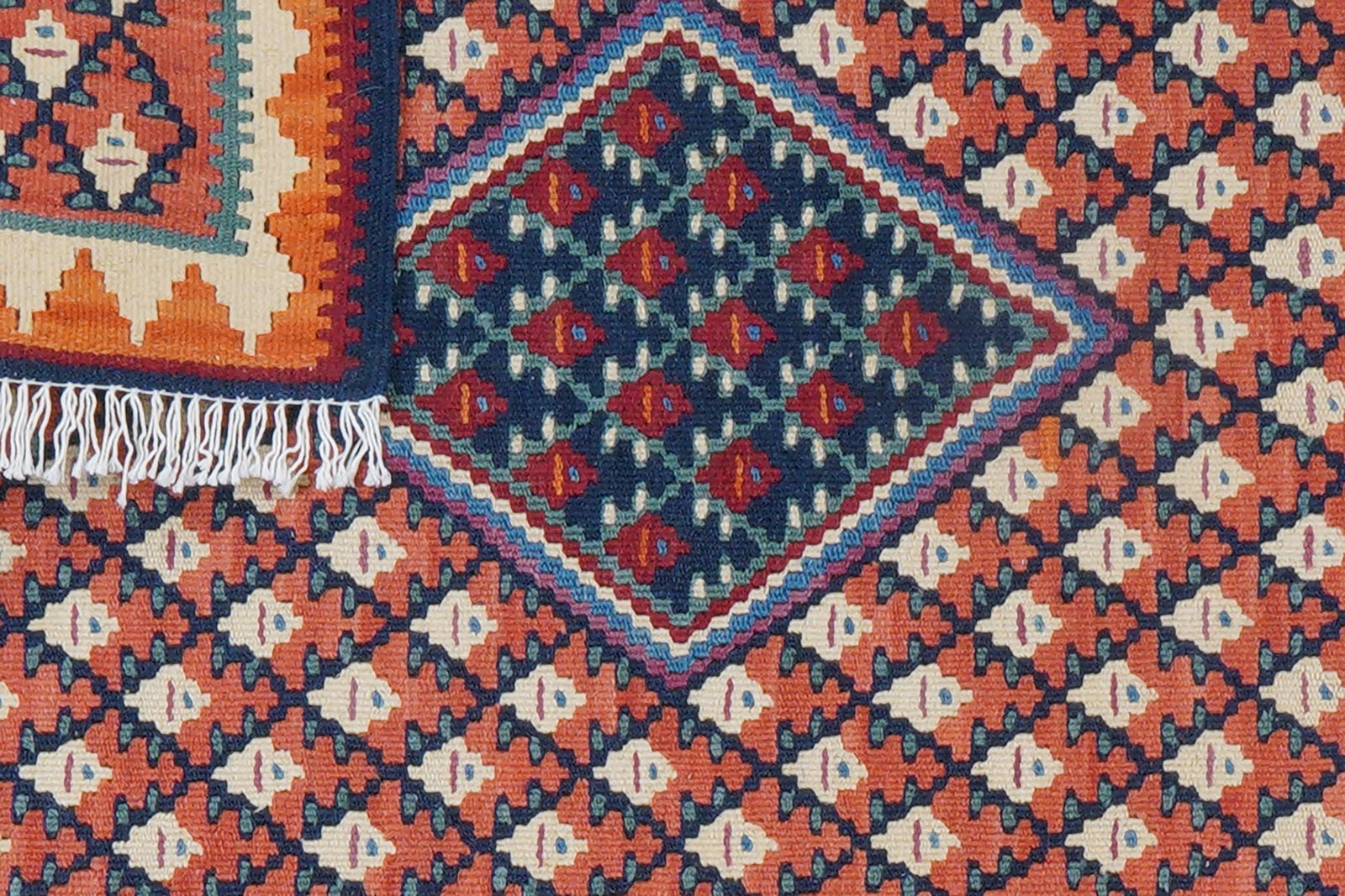Kelim Senneh — Handmade, 62x86 cm, Red, 100% Virgin Wool | View 6