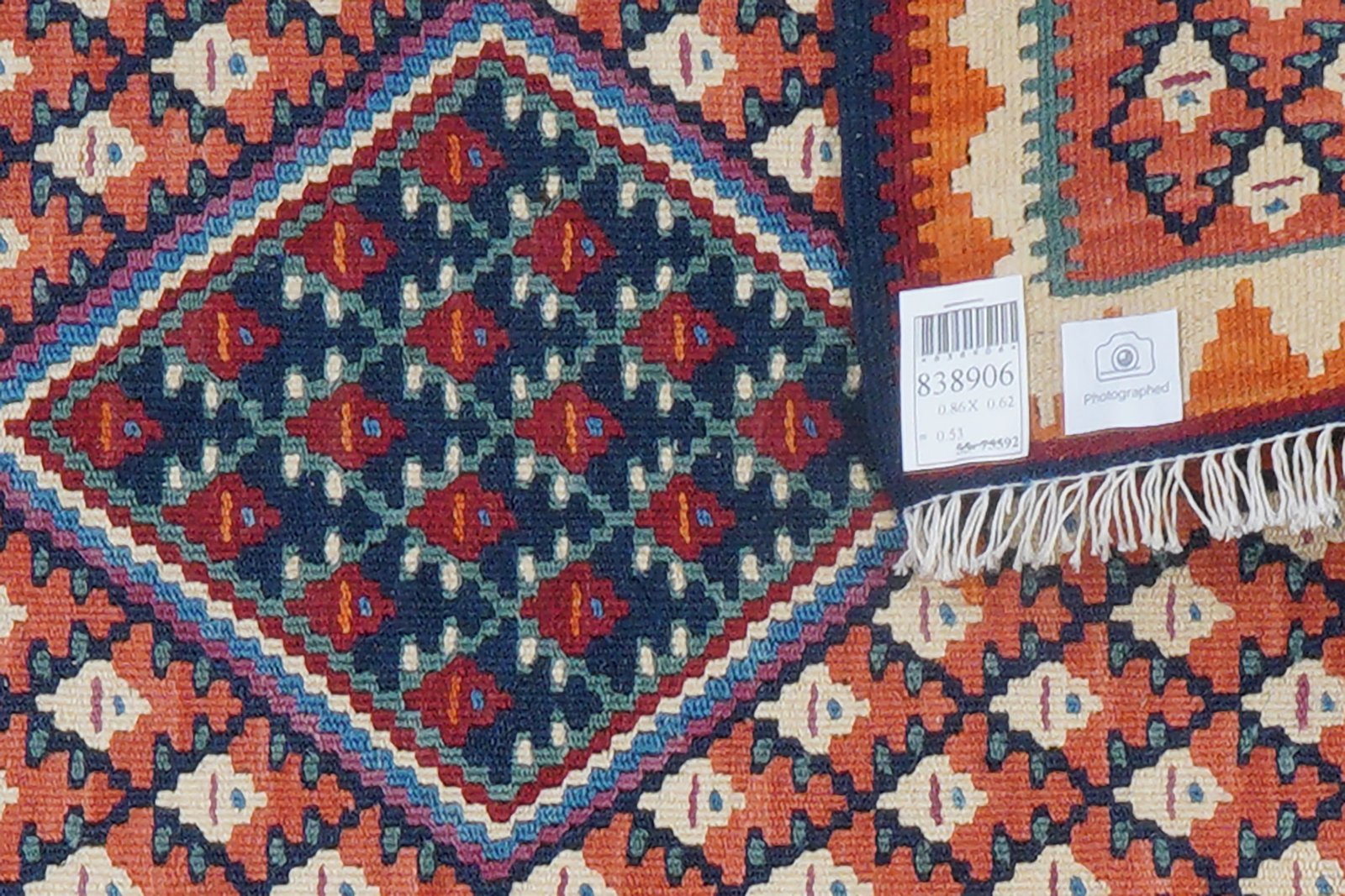 Kelim Senneh — Handmade, 62x86 cm, Red, 100% Virgin Wool | View 7