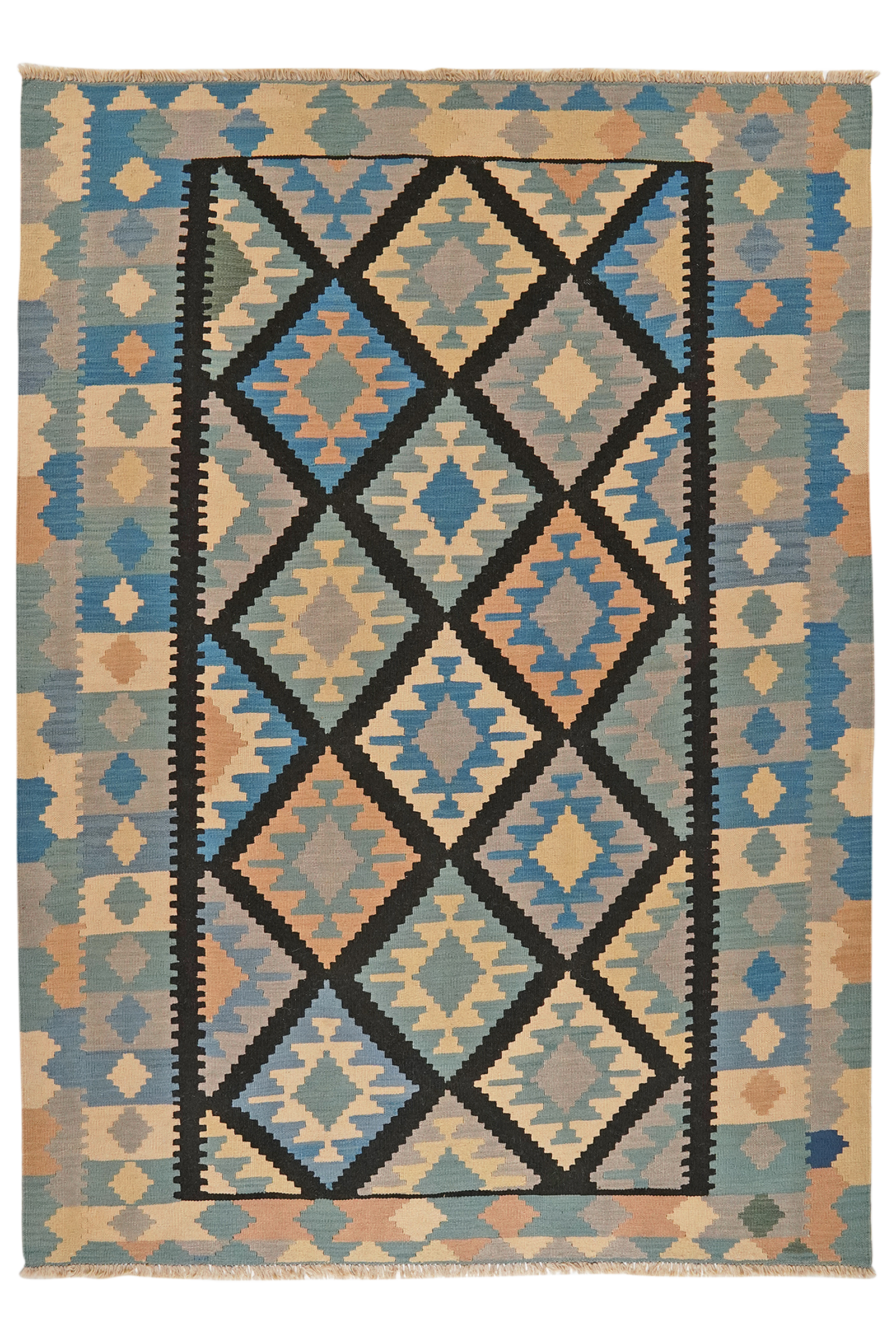 Kelim Gashgai — Handgefertigt, 243x179 cm, Bunt, 100% Virgin Wool | Main view