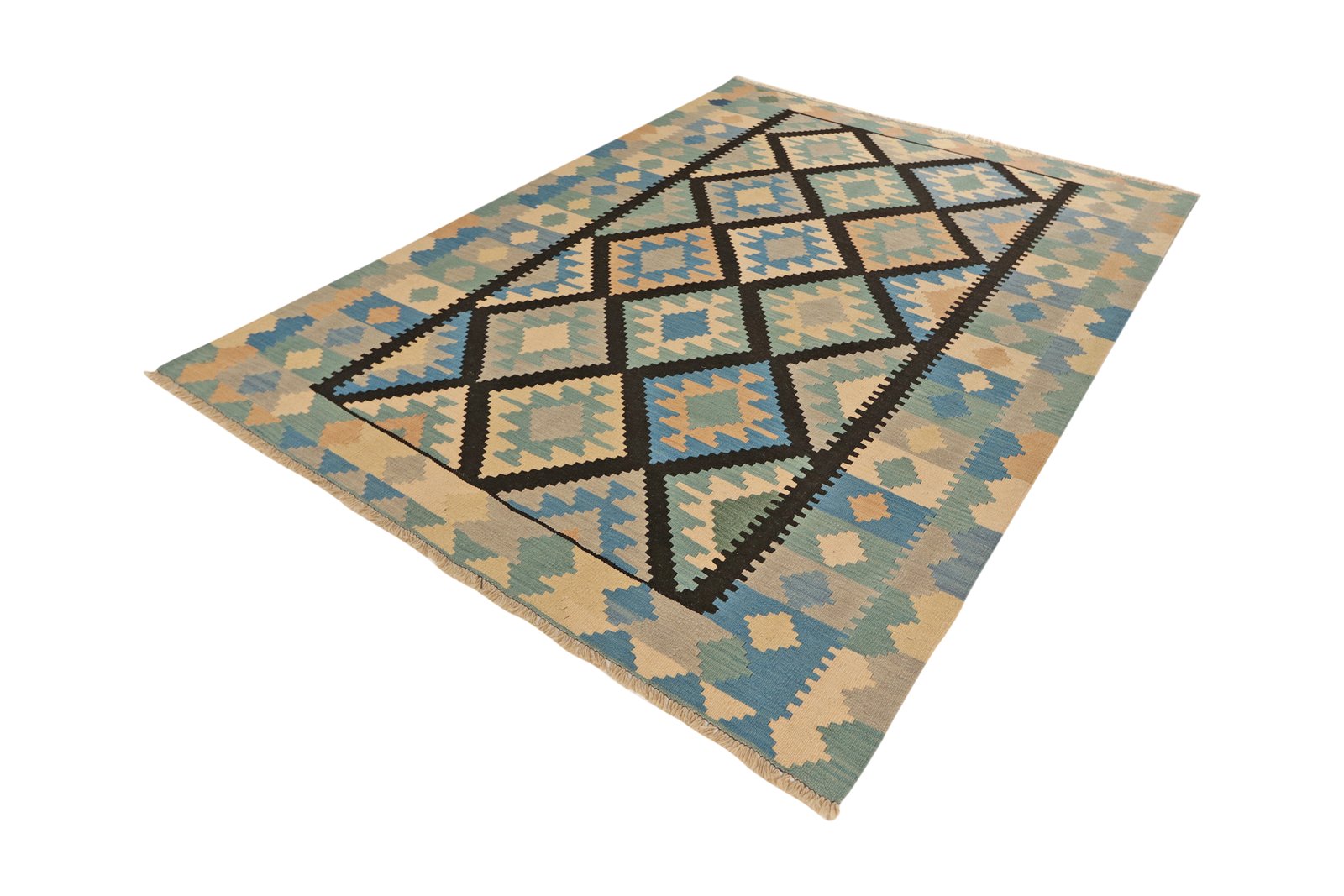 Kelim Gashgai — Handmade, 179x243 cm, Black, 100% Virgin Wool | View 5