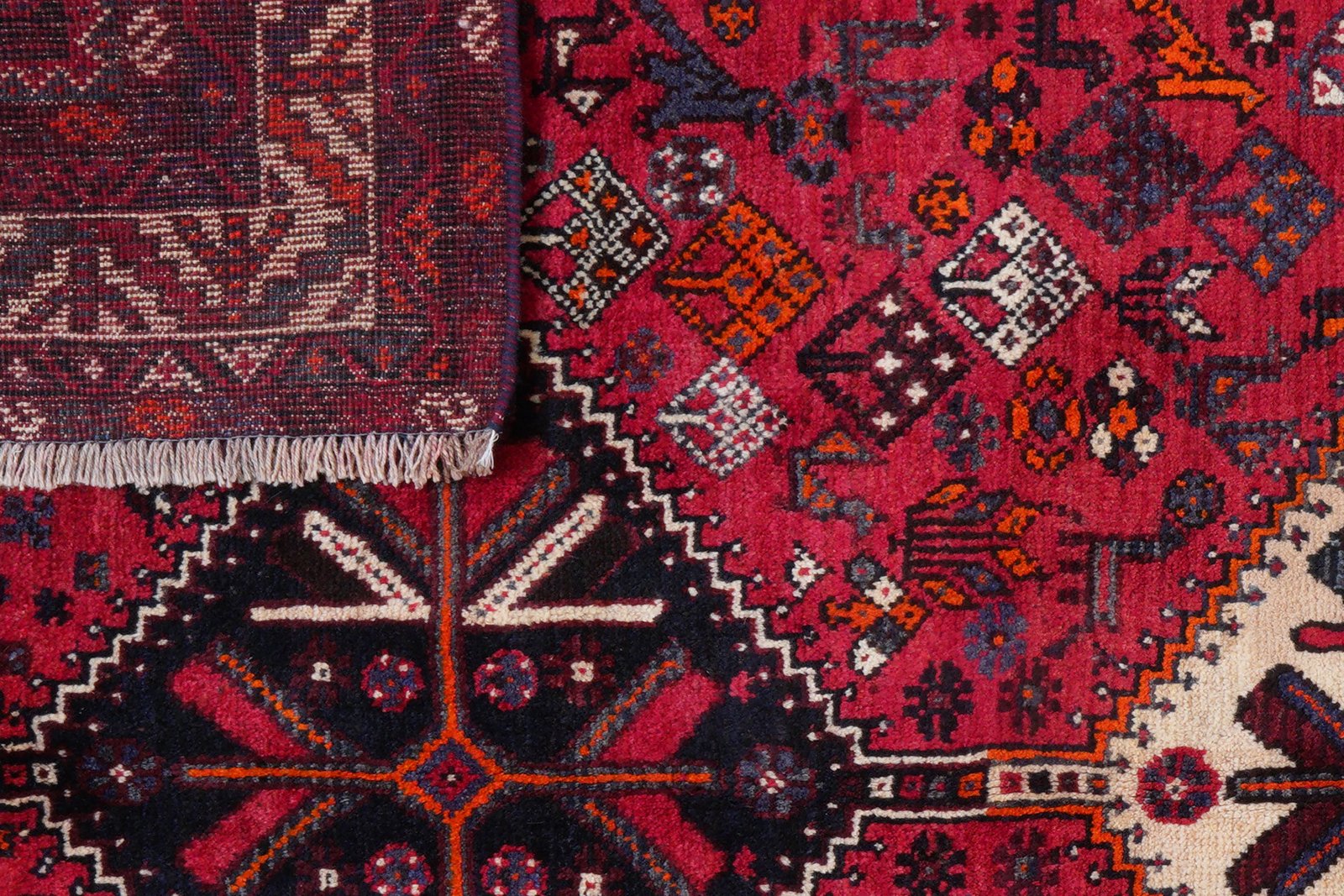 Gashgai — Hand-knotted, 210x293 cm, Red, 100% Virgin Wool | View 8