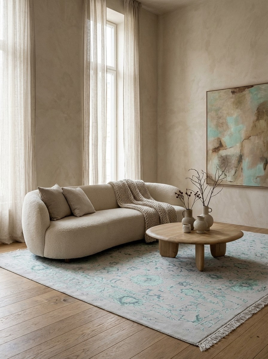 Paradayda — Hand-knotted, 172x235 cm, Blue, 70% Baumwolle, 30% Viskose | Detail view