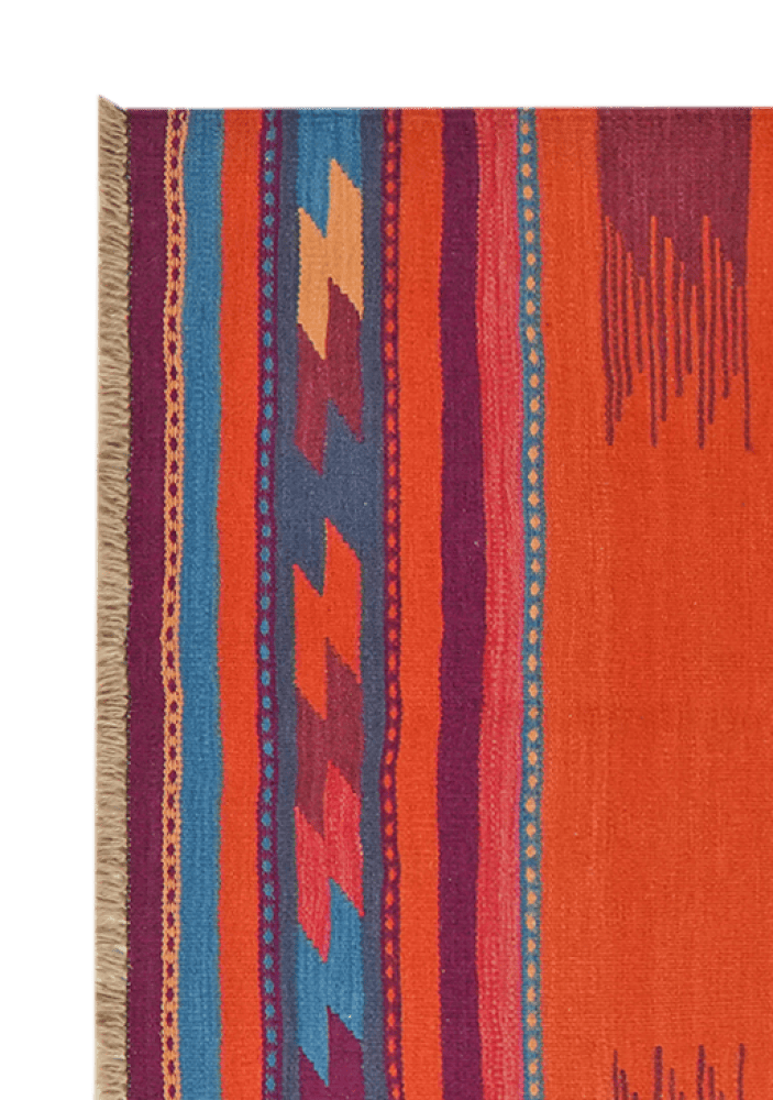 Kelim Gashgai — Handmade, 106x249 cm, Red, 100% Virgin Wool | View 3